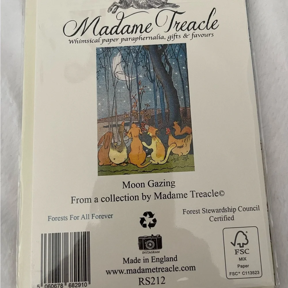 2 New Madame Treacle Greeting Cards Butterflies and Dogs Moon Gazing Vintage